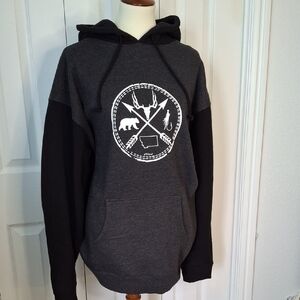 Gray and Black Graphic Hoodie